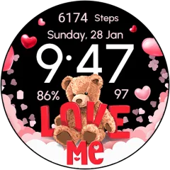 V-Day Teddy watch face